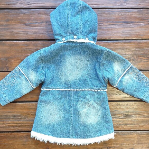 Orchestra 'Penny Lane' Denim Coat w/ Hood Embroidered Full Zip Toddler Girl 2T - Picture 5 of 11